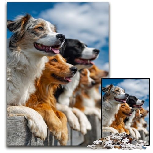 Puzzle für Erwachsene mit 1000 Teilen, Abstrakter Hund, Holzpuzzle, pädagogisches Denkspiel, künstlerische Heim- und Bürodekoration, ab 14 Jahren, 50x75cm von JIANGENNF