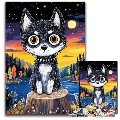 Puzzle für Erwachsene mit 1000 Teilen, Aquarell-Hund, Holzpuzzle, pädagogisches Denkspiel, künstlerische Heim- und Bürodekoration, ab 14 Jahren, 50x75cm von JIANGENNF