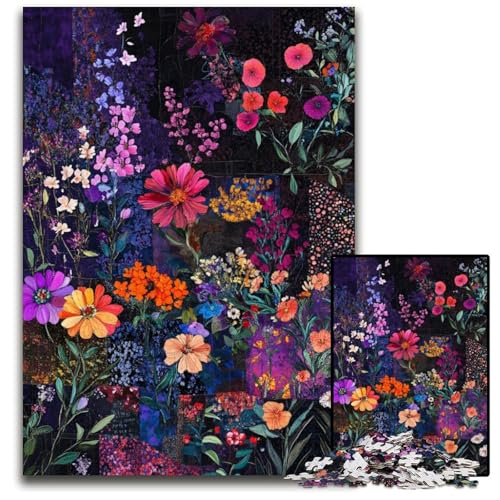 Puzzle für Erwachsene mit 1000 Teilen, Blumencollage, Kartonpuzzle für Erwachsene, Lernspiel, Herausforderungsspielzeug für Erwachsene Teenager, 26x38cm von JIANGENNF