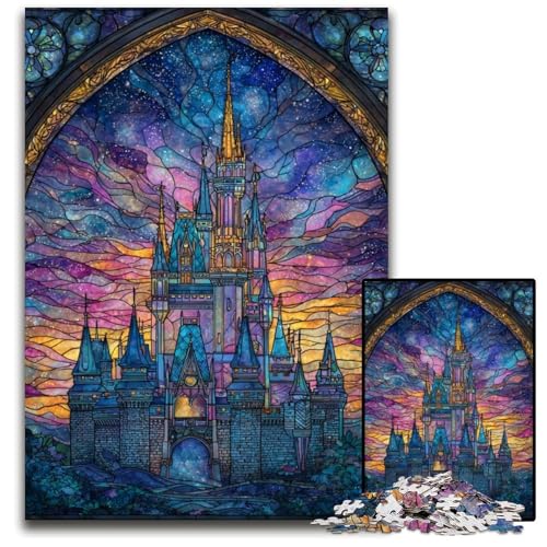 Puzzle für Erwachsene mit 1000 Teilen, Buntglasschloss, Holzpuzzle, Weihnachten, Halloween, Ostern, Neujahr, 50x75cm Puzzle für Erwachsene mit 1000 Teilen, Buntglasschloss, Holzpuzzle, Weihnachten, Halloween, Ostern, Neujahr, 50x75cm von JIANGENNF