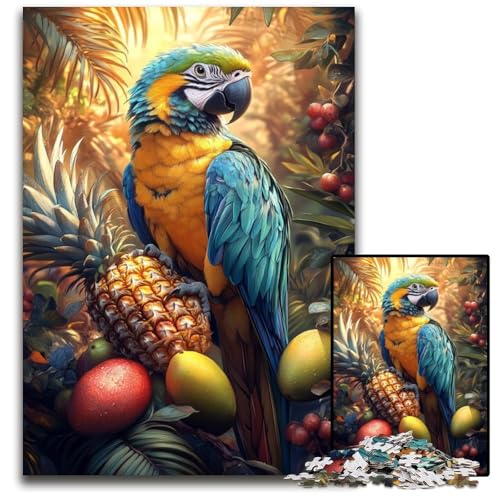 Puzzle für Erwachsene mit 1000 Teilen, Dschungelpapagei, Holzpuzzle, pädagogisches Denkspiel, künstlerische Heim- und Bürodekoration, ab 14 Jahren, 50x75cm von JIANGENNF