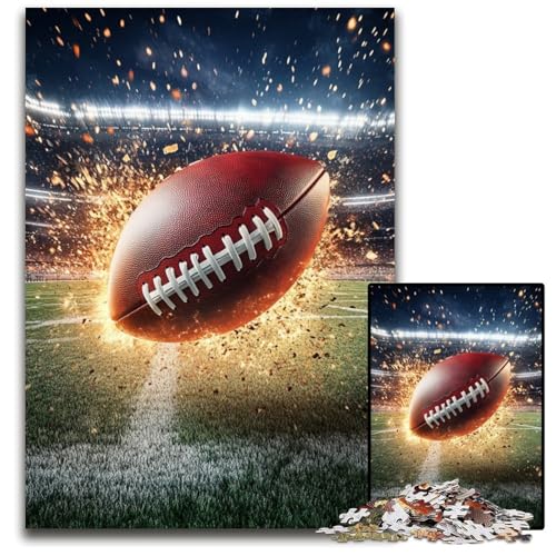 Puzzle für Erwachsene mit 1000 Teilen, Flammen-Rugby, Holzpuzzle, Weihnachten, Halloween, Ostern, Neujahr, 50x75cm von JIANGENNF