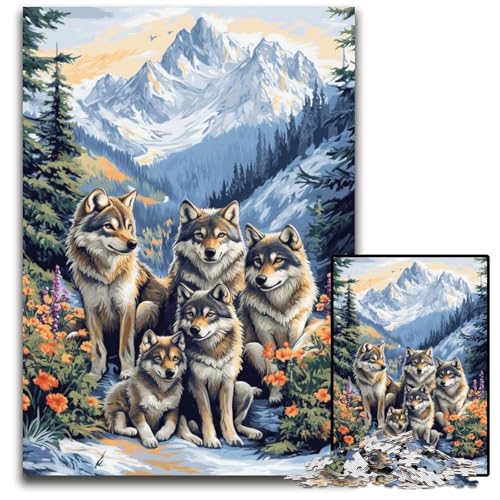 Puzzle für Erwachsene mit 1000 Teilen, Holzpuzzle Die Wolfsfamilie, Weihnachten, Halloween, Ostern, Neujahr, 50x75cm Puzzle für Erwachsene mit 1000 Teilen, Holzpuzzle Die Wolfsfamilie, Weihnachten, Halloween, Ostern, Neujahr, 50x75cm von JIANGENNF