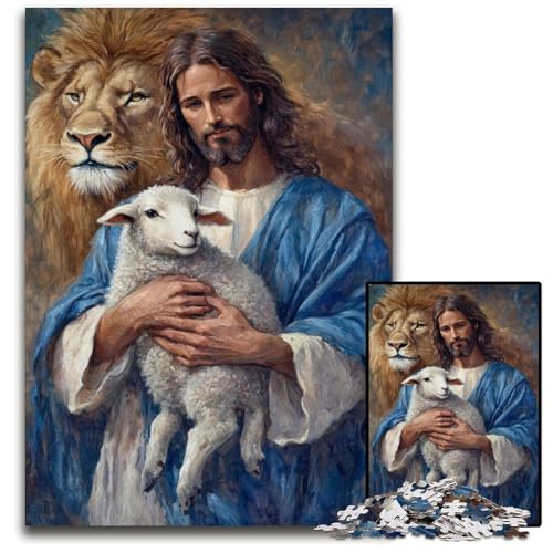 Puzzle für Erwachsene mit 1000 Teilen, Jesus-Puzzle aus Holz, Lernspiel, Herausforderungsspielzeug für Erwachsene und Jugendliche, 50x75cm von JIANGENNF