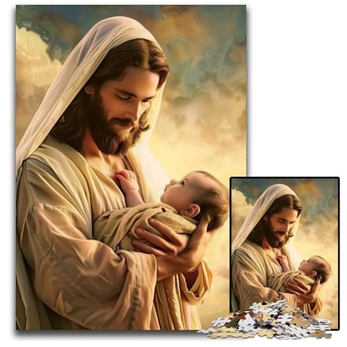 Puzzle für Erwachsene mit 1000 Teilen, Jesus-Puzzle aus Karton, pädagogisches Denkspiel, künstlerische Heim- und Bürodekoration, ab 14 Jahren, 26x38cm von JIANGENNF