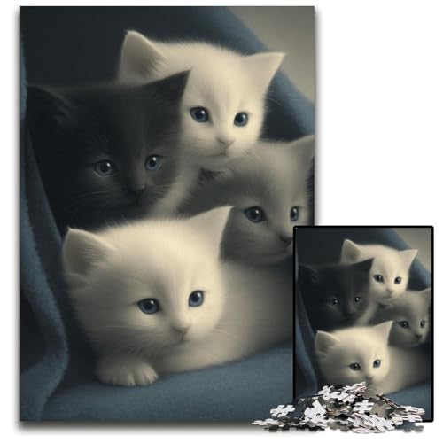 Puzzle für Erwachsene mit 1000 Teilen, Kätzchen, Kartonpuzzle, pädagogisches Denkspiel, künstlerische Heim- und Bürodekoration, ab 14 Jahren, 26x38cm Puzzle für Erwachsene mit 1000 Teilen, Kätzchen, Kartonpuzzle, pädagogisches Denkspiel, künstlerische Heim- und Bürodekoration, ab 14 Jahren, 26x38cm von JIANGENNF