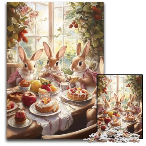 Puzzle für Erwachsene mit 1000 Teilen, Kaninchen-Dinner, Holzpuzzle, pädagogisches Denkspiel, künstlerische Heim- und Bürodekoration, ab 14 Jahren, 50x75cm von JIANGENNF