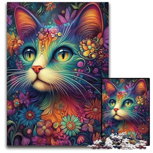 Puzzle für Erwachsene mit 1000 Teilen, Katze und Blumen, Kartonpuzzle, pädagogisches Denkspiel, künstlerische Heim- und Bürodekoration, ab 14 Jahren, 26x38cm Puzzle für Erwachsene mit 1000 Teilen, Katze und Blumen, Kartonpuzzle, pädagogisches Denkspiel, künstlerische Heim- und Bürodekoration, ab 14 Jahren, 26x38cm von JIANGENNF