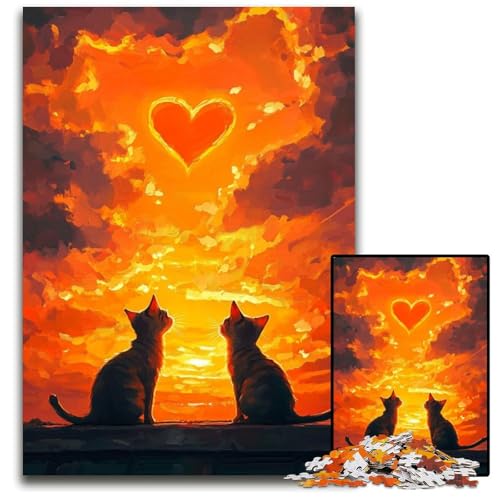 Puzzle für Erwachsene mit 1000 Teilen, Katzenpaar im Sonnenuntergang, Holzpuzzle, pädagogisches Denkspiel, künstlerische Heim- und Bürodekoration, ab 14 Jahren, 50x75cm Puzzle für Erwachsene mit 1000 Teilen, Katzenpaar im Sonnenuntergang, Holzpuzzle, pädagogisches Denkspiel, künstlerische Heim- und Bürodekoration, ab 14 Jahren, 50x75cm von JIANGENNF