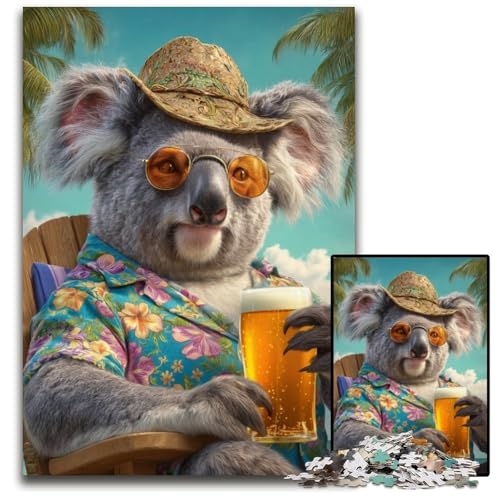 Puzzle für Erwachsene mit 1000 Teilen, Koala im Urlaub, Kartonpuzzle, pädagogisches Denkspiel, künstlerische Heim- und Bürodekoration, ab 14 Jahren, 26x38cm von JIANGENNF
