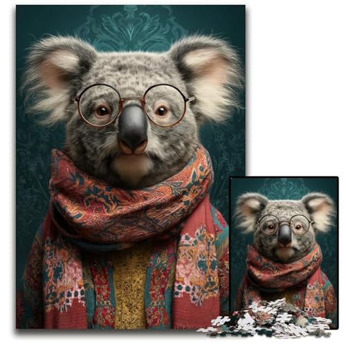 Puzzle für Erwachsene mit 1000 Teilen, Koala mit Schal, Kartonpuzzle, pädagogisches Denkspiel, künstlerische Heim- und Bürodekoration, ab 14 Jahren, 26x38cm Puzzle für Erwachsene mit 1000 Teilen, Koala mit Schal, Kartonpuzzle, pädagogisches Denkspiel, künstlerische Heim- und Bürodekoration, ab 14 Jahren, 26x38cm von JIANGENNF
