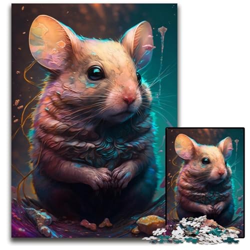 Puzzle für Erwachsene mit 1000 Teilen, Motiv: Mausmalerei, Unmögliches Puzzle für Erwachsene, kompliziertes Design für Teenager, DIY-Dekor und gehirnfördernder Spaß, 26x38cm/10,23x14,96 Zoll von JIANGENNF