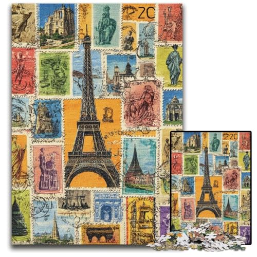 Puzzle für Erwachsene mit 1000 Teilen, Paris-Collage, Kartonpuzzle für Erwachsene, Lernspiel, Herausforderungsspielzeug für Erwachsene Teenager, 26x38cm von JIANGENNF