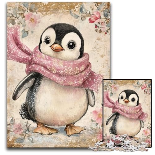 Puzzle für Erwachsene mit 1000 Teilen, Pinguin mit Schal, Kartonpuzzle, Weihnachten, Halloween, Ostern, Neujahr, 26x38cm Puzzle für Erwachsene mit 1000 Teilen, Pinguin mit Schal, Kartonpuzzle, Weihnachten, Halloween, Ostern, Neujahr, 26x38cm von JIANGENNF