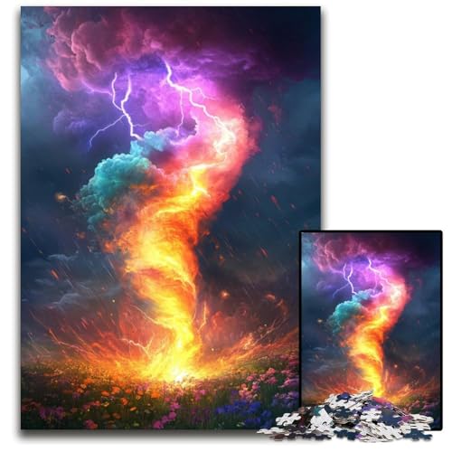 Puzzle für Erwachsene mit 1000 Teilen, Regenbogen-Tornado, Karton-Puzzle, pädagogisches Denkspiel, künstlerische Heim- und Bürodekoration, ab 14 Jahren, 26x38cm Puzzle für Erwachsene mit 1000 Teilen, Regenbogen-Tornado, Karton-Puzzle, pädagogisches Denkspiel, künstlerische Heim- und Bürodekoration, ab 14 Jahren, 26x38cm von JIANGENNF