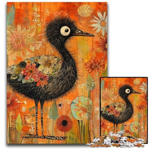 Puzzle für Erwachsene mit 1000 Teilen, Roter Vogel, Kartonpuzzle, pädagogisches Denkspiel, künstlerische Heim- und Bürodekoration, ab 14 Jahren, 26x38cm von JIANGENNF