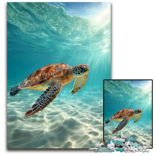 Puzzle für Erwachsene mit 1000 Teilen, Schildkröte im Ozean, Kartonpuzzle, pädagogisches Denkspiel, künstlerische Heim- und Bürodekoration, ab 14 Jahren, 26x38cm von JIANGENNF