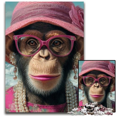 Puzzle für Erwachsene mit 1000 Teilen, Schimpansenkönigin, Kartonpuzzle, pädagogisches Denkspiel, künstlerische Heim- und Bürodekoration, ab 14 Jahren, 26x38cm Puzzle für Erwachsene mit 1000 Teilen, Schimpansenkönigin, Kartonpuzzle, pädagogisches Denkspiel, künstlerische Heim- und Bürodekoration, ab 14 Jahren, 26x38cm von JIANGENNF