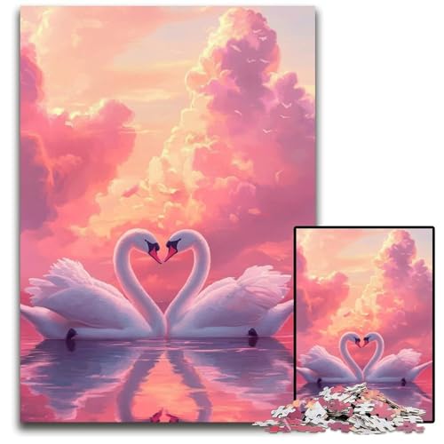 Puzzle für Erwachsene mit 1000 Teilen, Schwanenpaar, Kartonpuzzle, pädagogisches Denkspiel, künstlerische Heim- und Bürodekoration, ab 14 Jahren, 26x38cm Puzzle für Erwachsene mit 1000 Teilen, Schwanenpaar, Kartonpuzzle, pädagogisches Denkspiel, künstlerische Heim- und Bürodekoration, ab 14 Jahren, 26x38cm von JIANGENNF