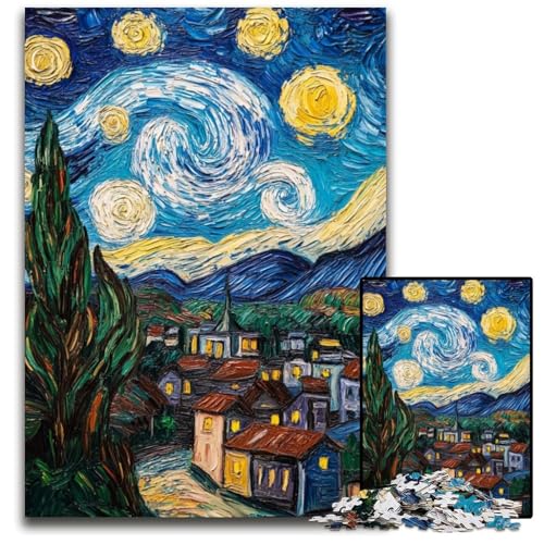 Puzzle für Erwachsene mit 1000 Teilen, Sternennacht-Land, Kartonpuzzle, pädagogisches Denkspiel, künstlerische Heim- und Bürodekoration, ab 14 Jahren, 26x38cm Puzzle für Erwachsene mit 1000 Teilen, Sternennacht-Land, Kartonpuzzle, pädagogisches Denkspiel, künstlerische Heim- und Bürodekoration, ab 14 Jahren, 26x38cm von JIANGENNF
