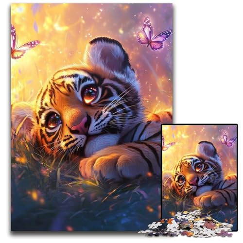 Puzzle für Erwachsene mit 1000 Teilen, Tiger-Puzzle aus Karton, pädagogisches Denkspiel, künstlerische Heim- und Bürodekoration, ab 14 Jahren, 26x38cm von JIANGENNF