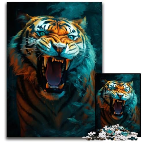 Puzzle für Erwachsene mit 1000 Teilen, Tiger-Puzzle aus Karton, pädagogisches Denkspiel, künstlerische Heim- und Bürodekoration, ab 14 Jahren, 26x38cm von JIANGENNF