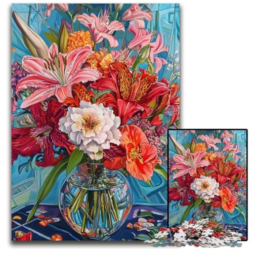 Puzzle für Erwachsene mit 1000 Teilen, Tulpenblumen, Kartonpuzzle, Weihnachten, Halloween, Ostern, Neujahr, 26x38cm von JIANGENNF