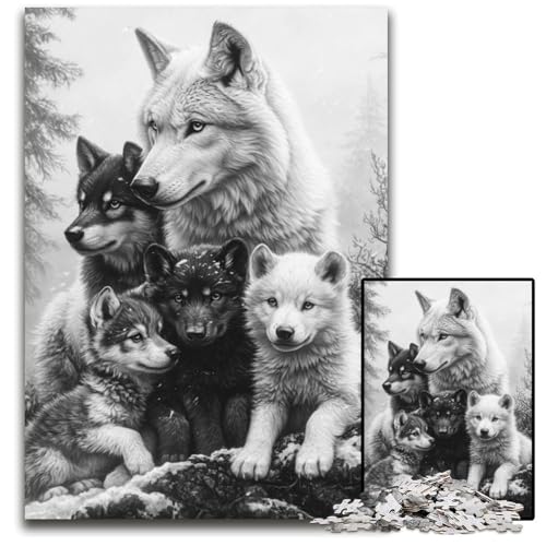 Puzzle für Erwachsene mit 1000 Teilen, Wolfsfamilie, Kartonpuzzle, pädagogisches Denkspiel, künstlerische Heim- und Bürodekoration, ab 14 Jahren, 26x38cm Puzzle für Erwachsene mit 1000 Teilen, Wolfsfamilie, Kartonpuzzle, pädagogisches Denkspiel, künstlerische Heim- und Bürodekoration, ab 14 Jahren, 26x38cm von JIANGENNF