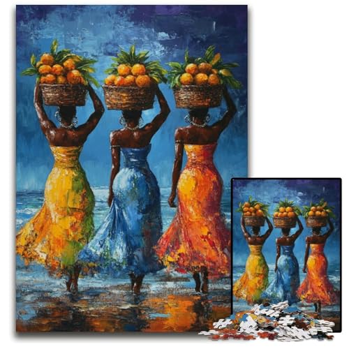 Puzzle für Erwachsene mit 1000 Teilen, afrikanische Frau, Holzpuzzle, pädagogisches Denkspiel, künstlerische Heim- und Bürodekoration, ab 14 Jahren, 50x75cm von JIANGENNF