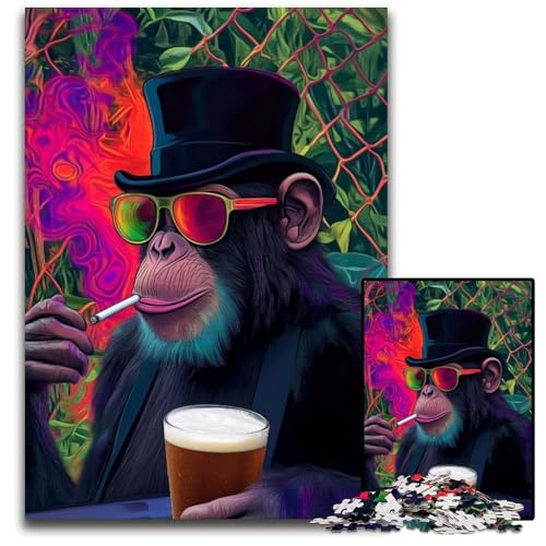 Puzzle für Erwachsene mit 1000 Teilen, rauchender Schimpanse, Kartonpuzzle, pädagogisches Denkspiel, künstlerische Heim- und Bürodekoration, ab 14 Jahren, 26x38cm Puzzle für Erwachsene mit 1000 Teilen, rauchender Schimpanse, Kartonpuzzle, pädagogisches Denkspiel, künstlerische Heim- und Bürodekoration, ab 14 Jahren, 26x38cm von JIANGENNF