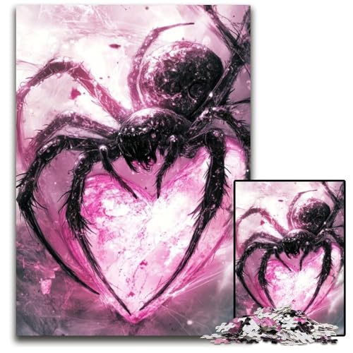 Puzzle für Erwachsene mit 1000 Teilen, rosa Spinne, Holzpuzzle, pädagogisches Denkspiel, künstlerische Heim- und Bürodekoration, ab 14 Jahren, 50x75cm von JIANGENNF