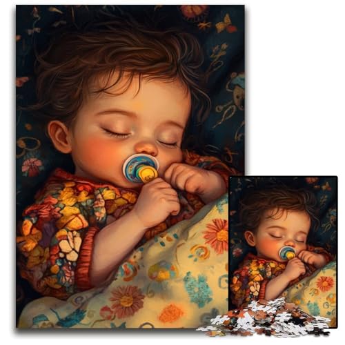 Puzzle für Erwachsene mit 1000 Teilen, schlafendes Kind, Holzpuzzle, pädagogisches Denkspiel, künstlerische Heim- und Bürodekoration, ab 14 Jahren, 50x75cm von JIANGENNF