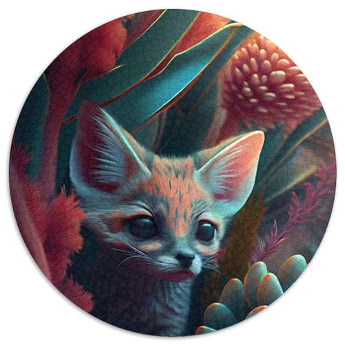 Puzzle für Erwachsene mit Kleiner jagender Wildkatze, 1000 Teile, pädagogisches Denkspiel, künstlerische Heim- und Bürodekoration, ab 14 Jahren (Größe 67,5 x 67,5 cm) von JIANGENNF