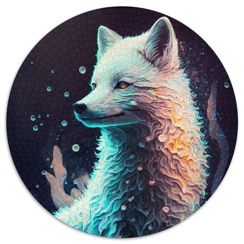 Puzzle für Erwachsene mit Tier-Fuchs-Malerei, 1000 Teile, rundes Puzzle für Erwachsene, hochschwieriges Denkspiel für Teenager (Größe 67,5 x 67,5 cm) von JIANGENNF
