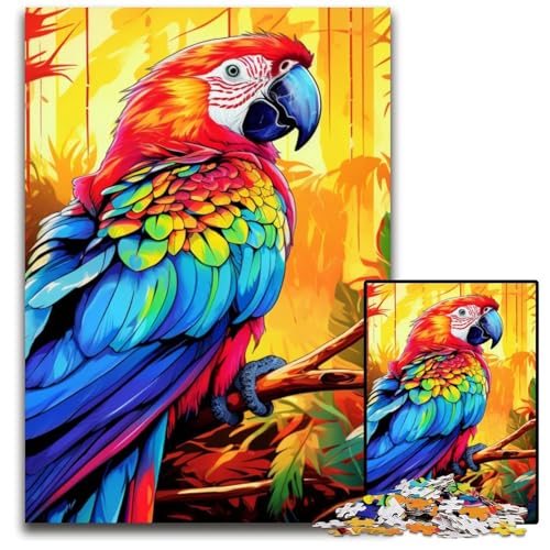 Puzzle für Erwachsene mit Tieren, Vögeln und Papageien, 1000 Teile, Holzpuzzle, Denksportaufgabe, Teenager und Heimdekoration, 50x75cm/19,68x29,52 Zoll von JIANGENNF
