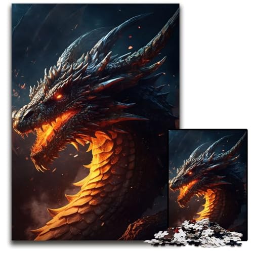 Puzzle für Erwachsene mit altem Feuerdrachen, 1000 Teile, Denkspiel für Erwachsene, 50x75cm/19,68x29,52 Zoll von JIANGENNF