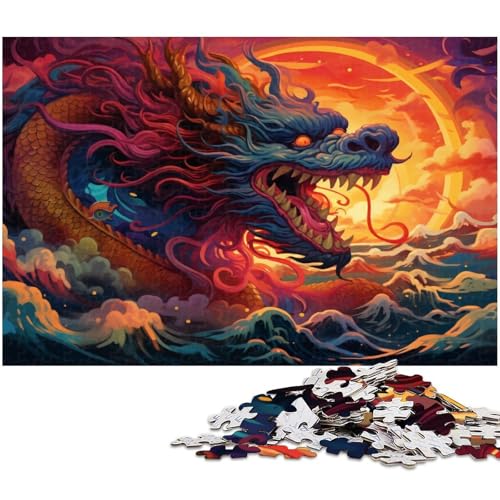 Puzzle mit 1000 Teilen, Fantasie-Puzzle mit chinesischem Drachen für Erwachsene, perfekt für Familienspaß, Partyspiele, Geburtstagsparty-Geschenke, 26 x 38 cm / 10,23 x 14,96 Zoll Puzzle mit 1000 Teilen, Fantasie-Puzzle mit chinesischem Drachen für Erwachsene, perfekt für Familienspaß, Partyspiele, Geburtstagsparty-Geschenke, 26 x 38 cm / 10,23 x 14,96 Zoll von JIANGENNF