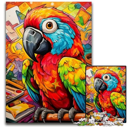 Puzzle mit 1000 Teilen, Tiere, Vögel, Papageien, Unmögliches Puzzle für Erwachsene, Bunte Heimdekoration und interaktives Familienspiel, 26x38cm/10,23x14,96 Zoll von JIANGENNF