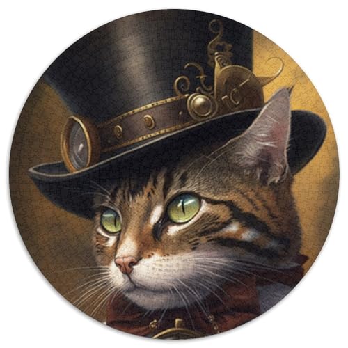 Puzzle mit 1000 Teilen, getigerte Katze, Kartonpuzzle für Erwachsene, Denkspiel für Teenager, (Größe 67,5 x 67,5 cm) von JIANGENNF