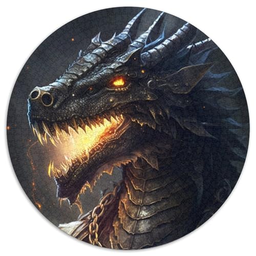 Puzzle mit 1000 Teilen Fliegender Drache für Erwachsene. Runde Puzzles mit 1000 Teilen für Erwachsene Heimdekoration und Urlaubsspaß (Größe 67,5 x 67,5 cm) von JIANGENNF