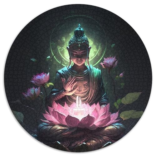 Puzzle mit 1000 Teilen für Erwachsene, Buddha, rundes Puzzle für Erwachsene, 1000 Teile, perfekt für Familienfeiern, Geburtstage, Feiertage (Größe 67,5 x 67,5 cm) von JIANGENNF