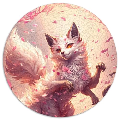 Puzzle mit 1000 Teilen für Erwachsene, Fantasy-Fuchs, rundes Puzzle mit 1000 Teilen, anspruchsvolles Denkspiel, Familienaktivität, Heimdekoration, (Größe 67,5 x 67,5 cm) von JIANGENNF