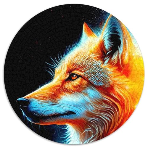 Puzzle mit 1000 Teilen für Erwachsene, Fuchs, rundes Puzzle mit 1000 Teilen, anspruchsvolles Denkspiel, Familienaktivität, Heimdekoration, (Größe 67,5 x 67,5 cm) von JIANGENNF