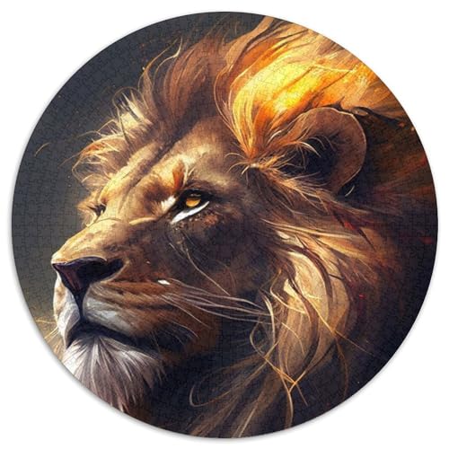 Puzzle mit 1000 Teilen für Erwachsene, Löwe, Anime-Tier, rundes Puzzle mit 1000 Teilen, anspruchsvolles Denkspiel, Familienaktivität, Heimdekoration, (Größe 67,5 x 67,5 cm) von JIANGENNF