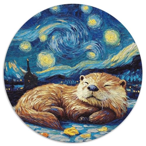 Puzzle mit 1000 Teilen für Erwachsene, Otter-Nachthimmel, rundes Puzzle mit 1000 Teilen, anspruchsvolles Denkspiel, Familienaktivität, Heimdekoration, (Größe 67,5 x 67,5 cm) von JIANGENNF