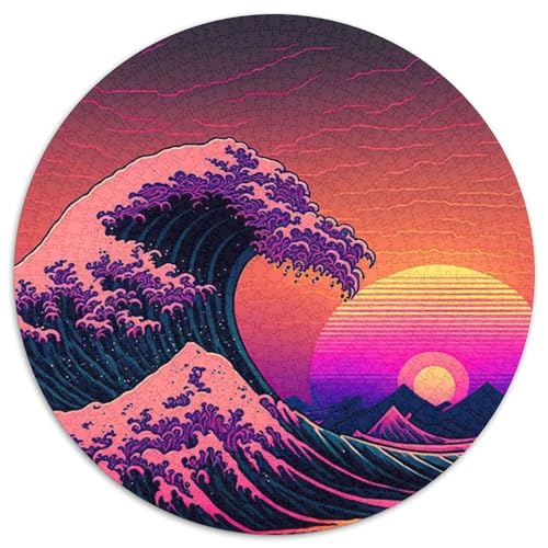 Puzzle mit 1000 Teilen für Erwachsene, Ozeanwellen-Puzzle aus Japan, rund, 1000 Teile, anspruchsvolles Denkspiel, Familienaktivität, Heimdekoration, (Größe 67,5 x 67,5 cm) von JIANGENNF