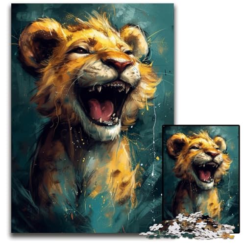 Puzzle mit 1000 Teilen für Erwachsene, niedlicher Kleiner gelber Löwe, perfekt für Familienspaß, Partyspiele, Geburtstagsgeschenke, 50x75cm/19,68x29,52 Zoll von JIANGENNF