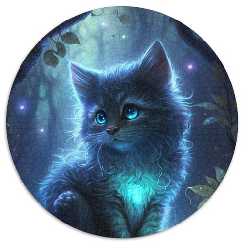 Puzzle mit 1000 Teilen für Erwachsene, rundes Katzenpuzzle, 1000 Teile, anspruchsvolles Denkspiel, Familienaktivität, Heimdekoration, (Größe 67,5 x 67,5 cm) von JIANGENNF
