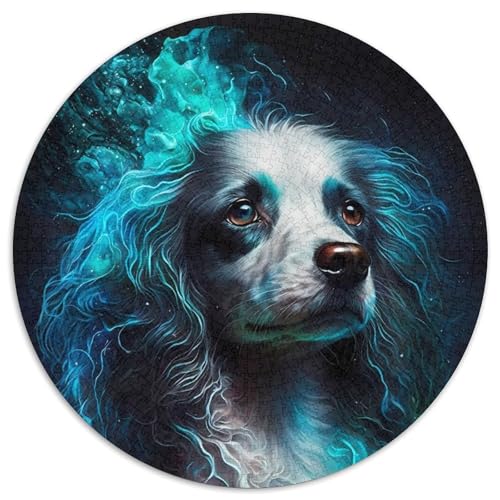 Puzzle mit 1000 Teilen für Erwachsene, rundes Puzzle Pudelhund Visionary, 1000 Teile, anspruchsvolles Denkspiel, Familienaktivität, Heimdekoration, (Größe 67,5 x 67,5 cm) von JIANGENNF