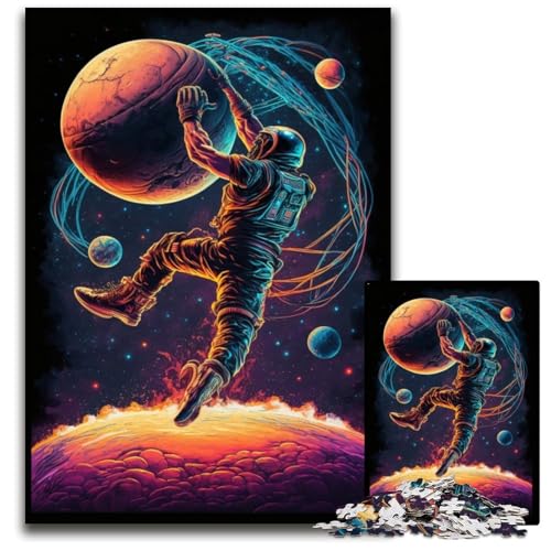 Puzzle mit 1000 Teilen für Erwachsene,Astronauten Spielen Basketball,Puzzles für Erwachsene,anspruchsvolles Denkspiel für Teenager,unterhaltsames interaktives Spiel für die ganze Familie,50x75cm von JIANGENNF